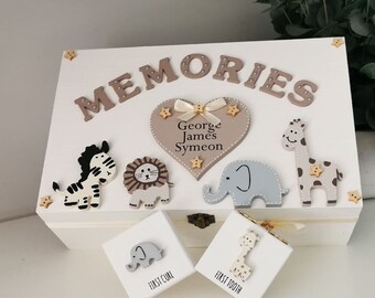 Safari Baby Keepsake Box, New Baby Gift, Memory Box, Baby Memory Box ...