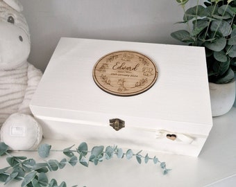 Safari Baby Keepsake Box, Baby Memory Box, Personalised New Baby