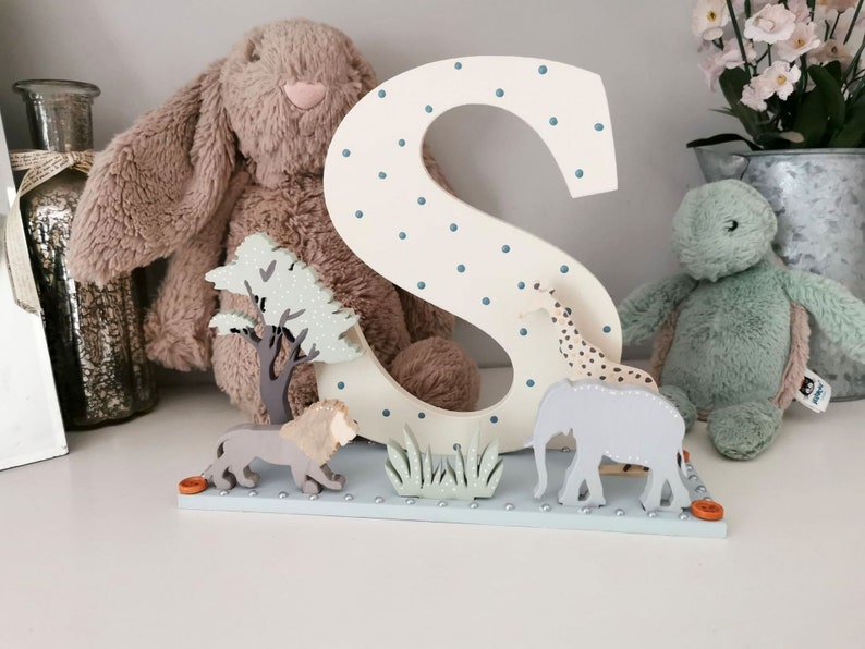 Safari Nursery Wooden Letter Freestanding Letter Baby Boy Etsy