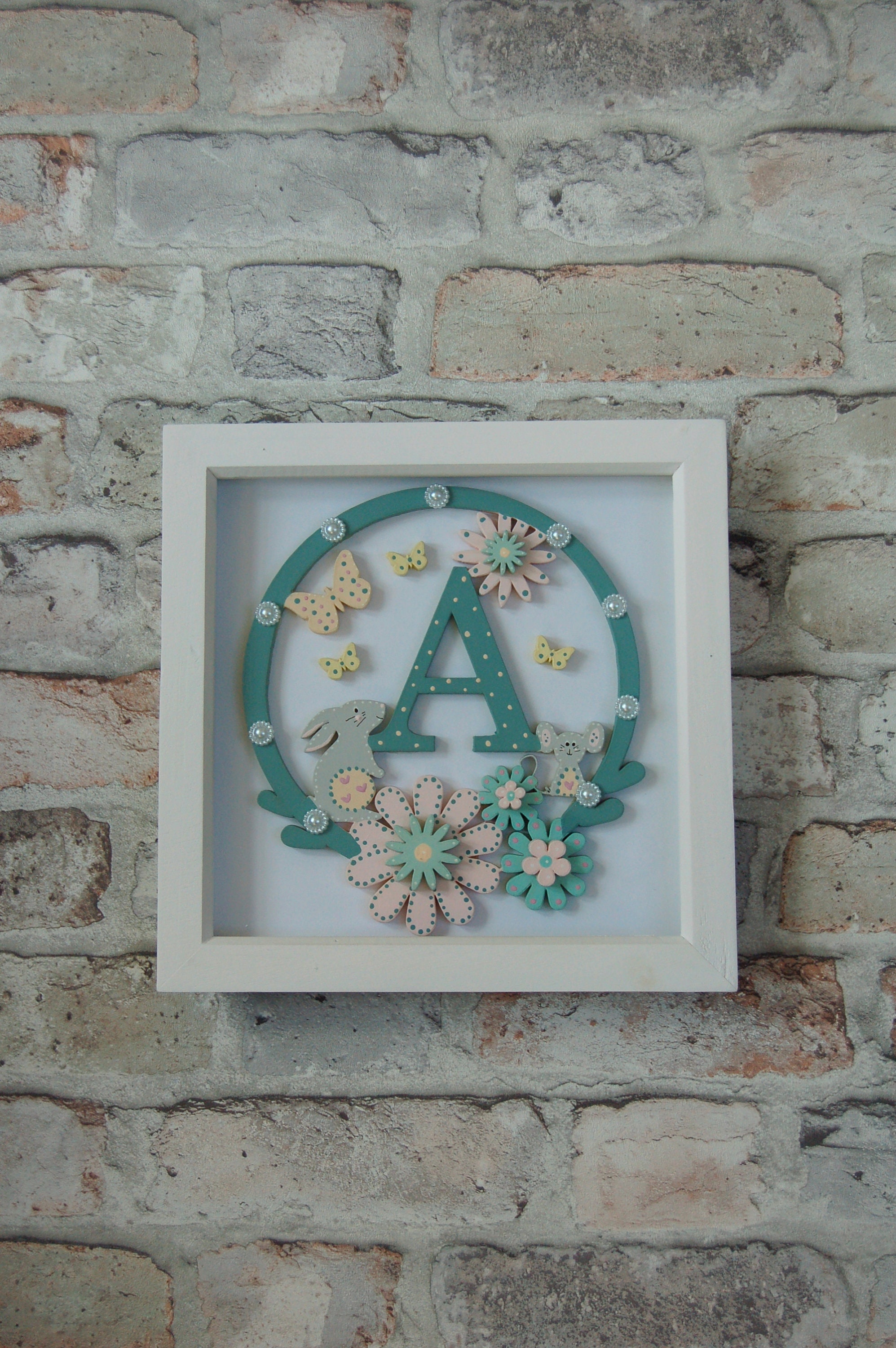 Personalised Baby Wooden Letter in Frame Nursery Art New Etsy