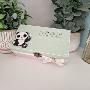 Panda Geschenk, personalisierte Trinketbox, Mini Aufbewahrungsbox, Panda Geschenkidee, Kinder Schmuckschatulle, Panda, Schmuckschatulle für Mädchen, Holzkiste