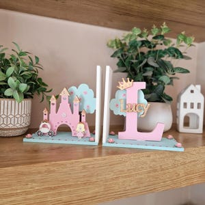 Personalised Children&#39;s Bookends, Girls Princess Castle Book Ends, Girls Bedroom Accessories, Princess Bedroom, Fairytale Bedroom Decor