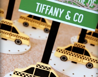New York Theme Table Name Sign, NYC Taxi Wedding Decor