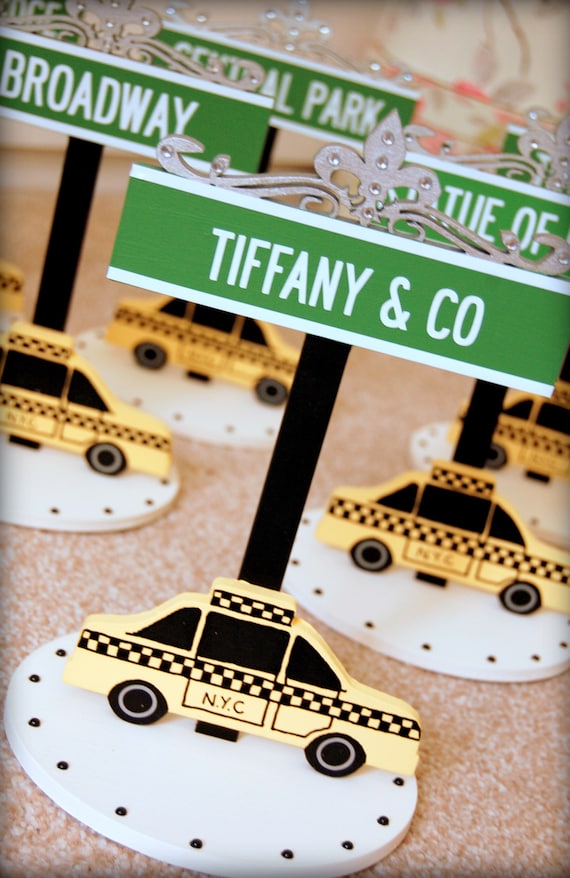 New York Theme Table Name Sign, NYC Taxi Wedding Decor