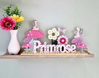 Letrero con nombre personalizado para dormitorio de hadas, letrero con nombre para dormitorio de niñas, bonita placa decorativa con nombre de hada, decoración mágica de hadas para habitación de niñas