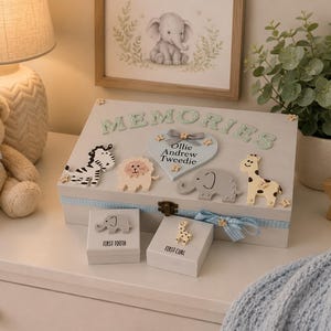 Safari Baby Keepsake Box, New Baby Gift, Memory Box, Baby Memory Box, Colours can be changed, Baby Boy Memory Box, Baby Girl Memory Box