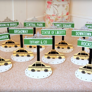 New York Party Tischname, New York Hochzeitsschild, New Yorker Thema Party Dekor, Hochzeit Tischdekoration, New York Dekoration, NYC Taxi,