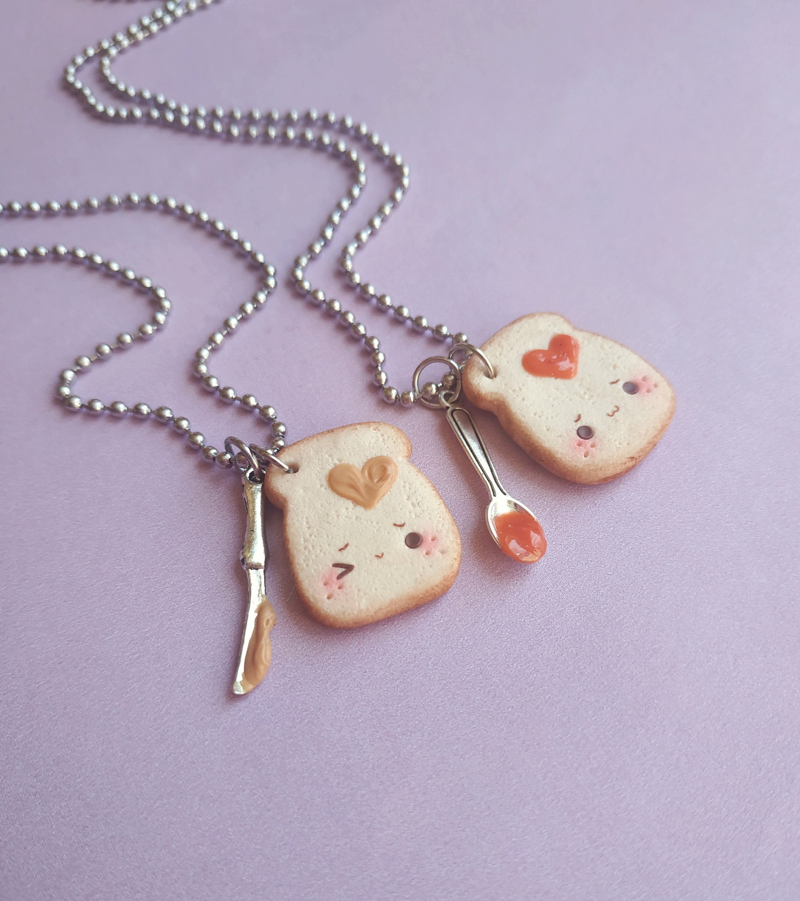 Peanut butter & jelly friendship necklaces food charms food Etsy