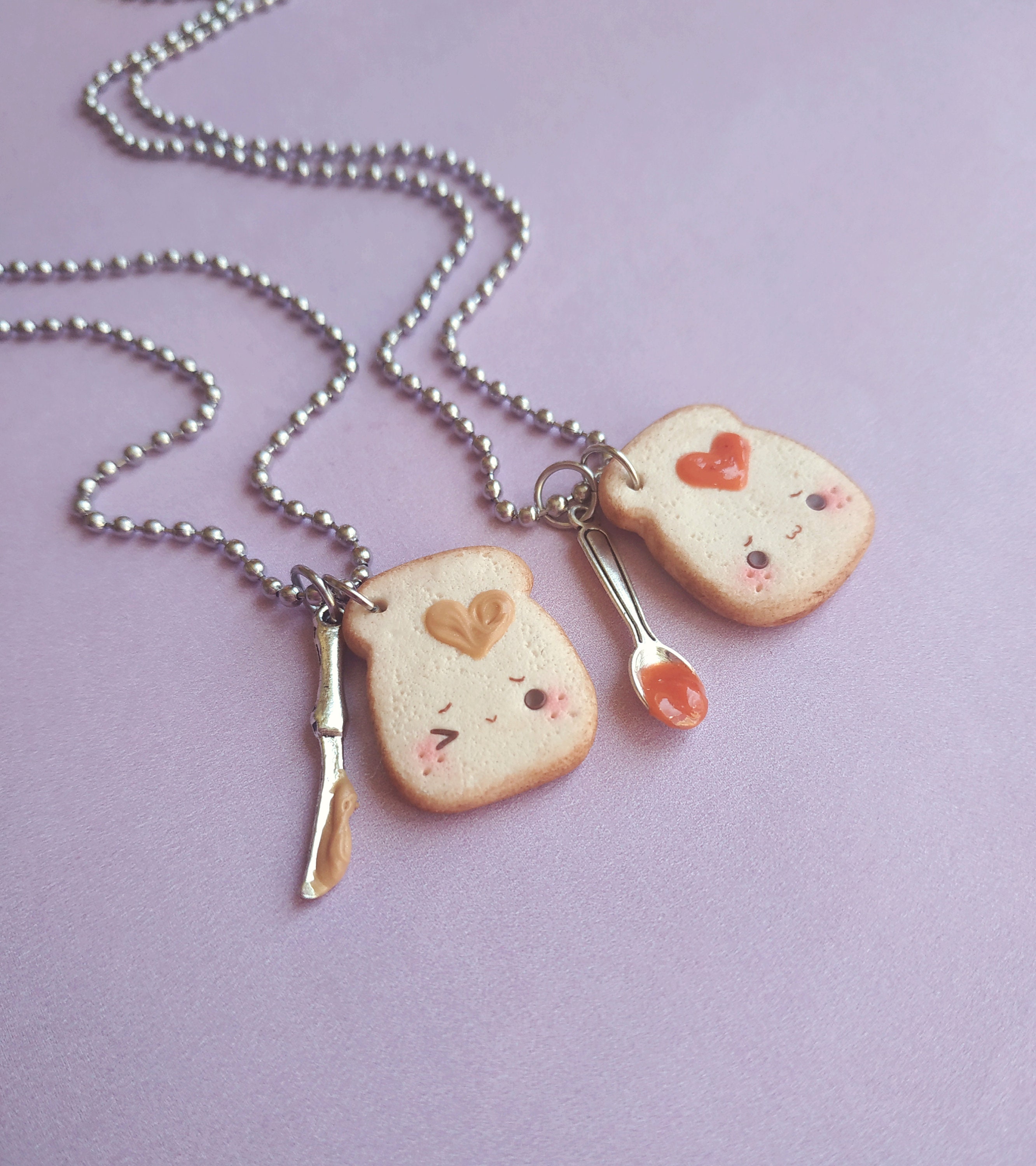 Peanut butter & jelly friendship necklaces food charms food Etsy