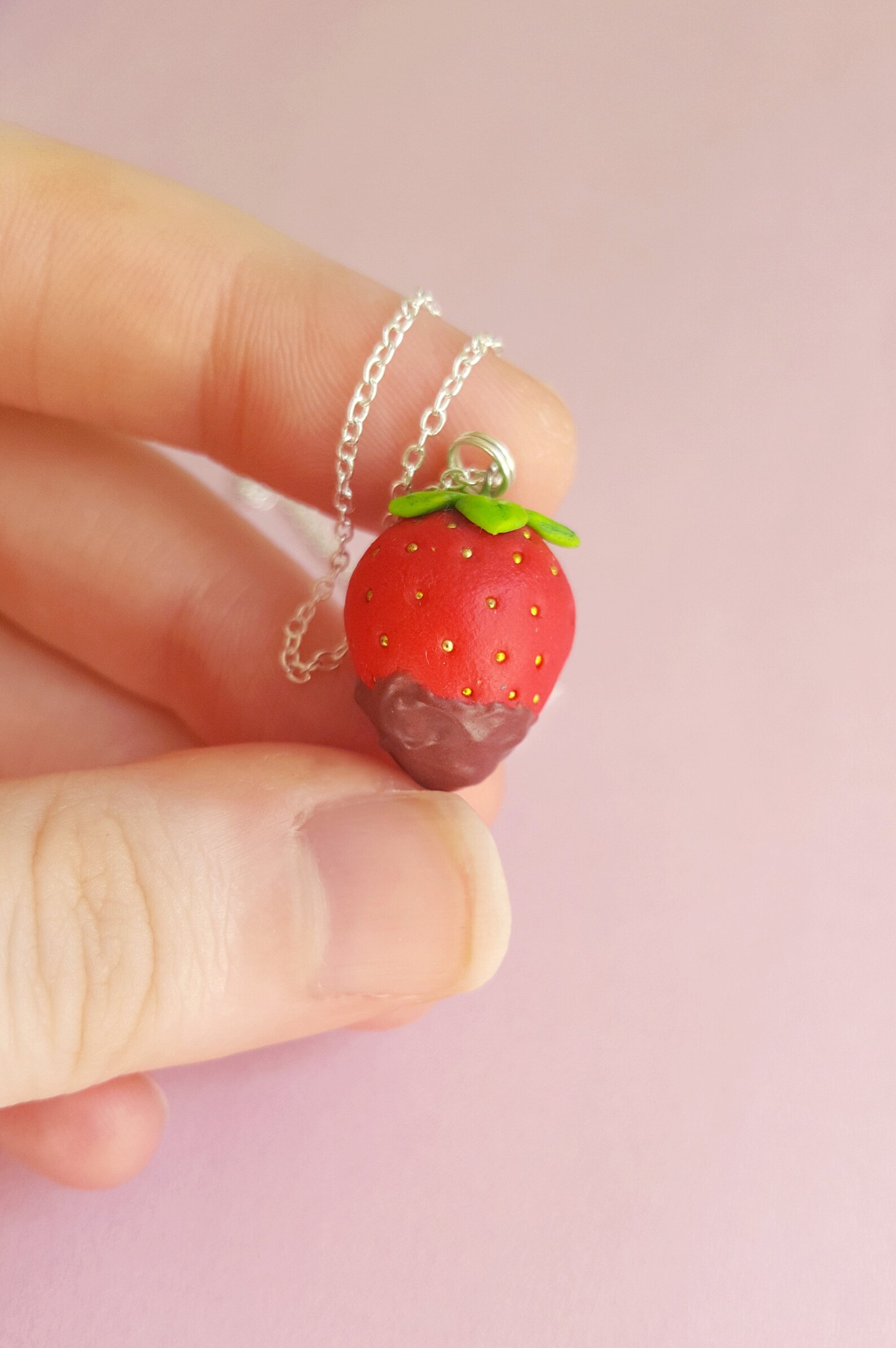 Chocolate Strawberry keychain Kawaii charm Food accessories Etsy