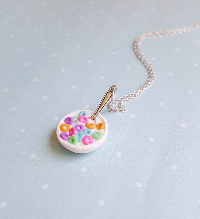 Bowl of Cereal Necklace Fruit loops cereal rainbow necklace Etsy