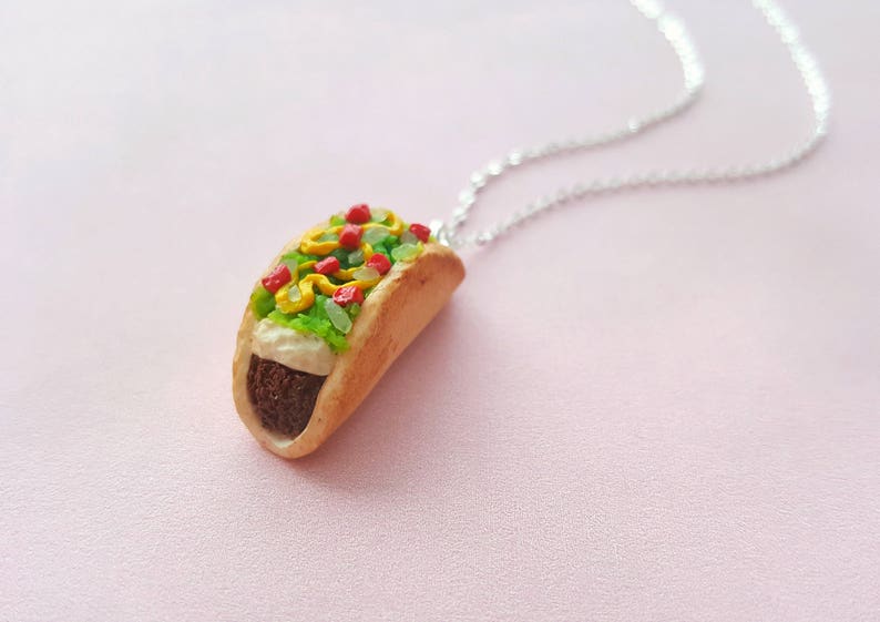 Realistic Taco Necklace Food Necklace Taco Pendant Miniature Etsy