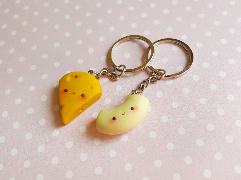 BFF Mac and cheese keychain Food keychains Food clay charms | Etsy