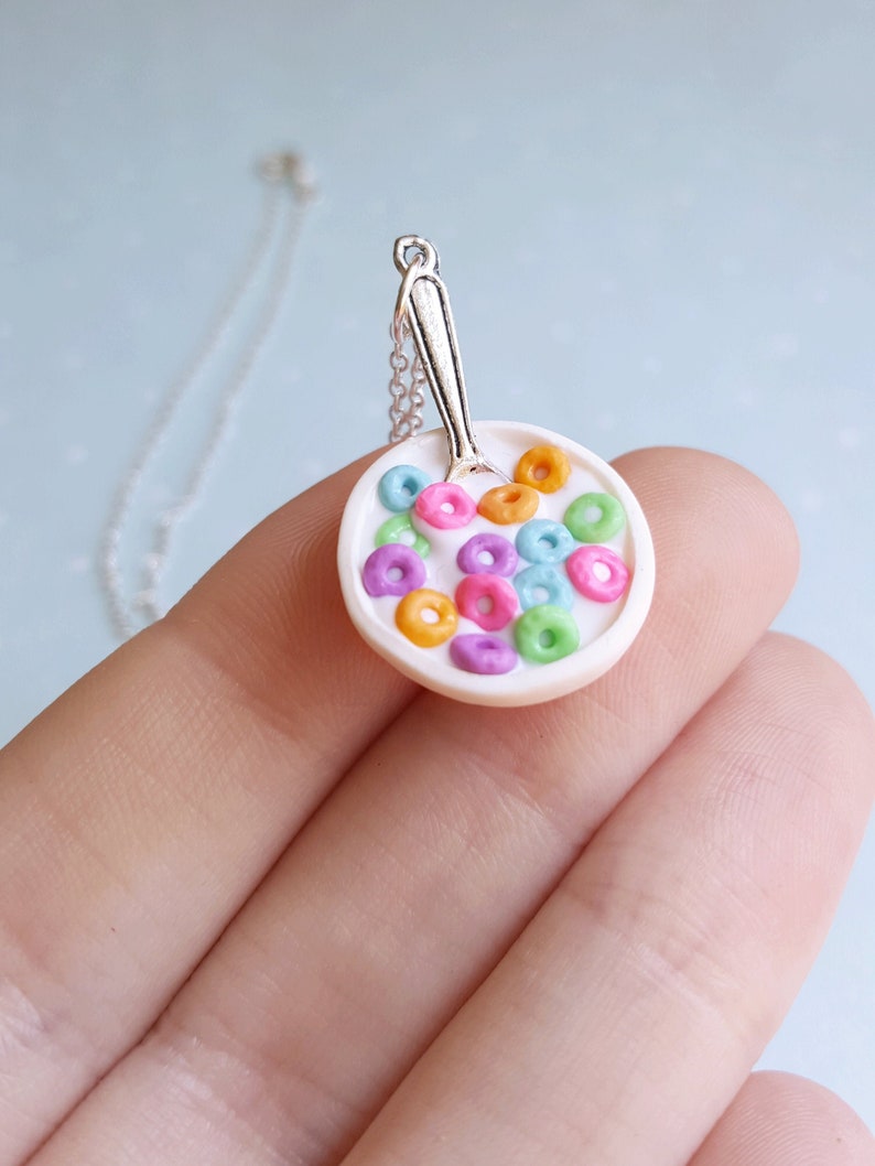 Bowl of Cereal Necklace Fruit loops cereal rainbow necklace Etsy