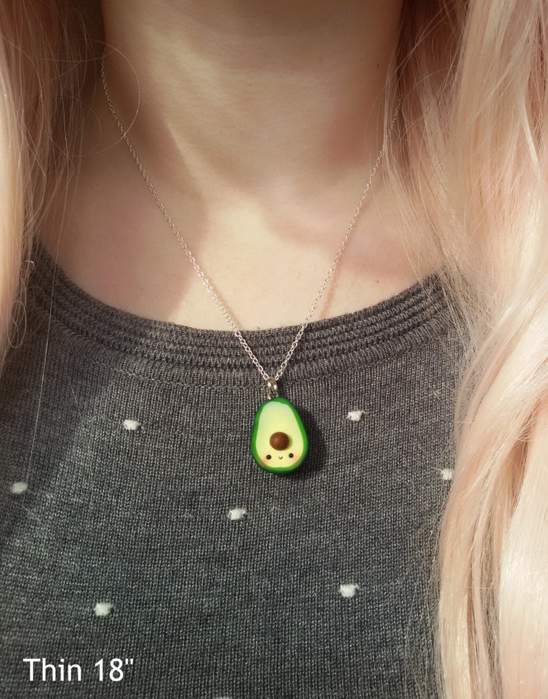 clay charms Green Avocado Necklace kawaii charms best friend friendship necklace kawaii miniature food jewelry vegan jewelry