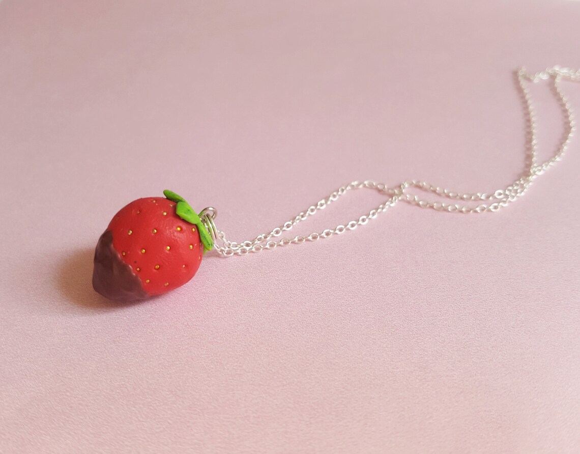 Chocolate Strawberry keychain Kawaii charm Food accessories Etsy