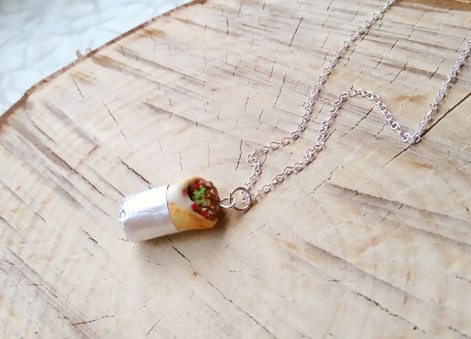 Burrito Necklace Food Pendant Miniature Food Jewelry Kawaii Etsy