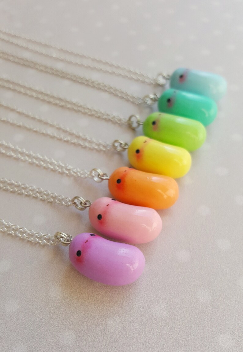 Pastel Rainbow jelly beans food necklace kawaii pendant sweets Etsy
