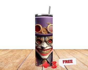 STEAMPUNK JOKER Tumbler Wrap,Steampunk Joker png,20oz Tumbler Wrap Joker, Tumbler Wrap png, Steampunk Tumbler, Sublimation Design