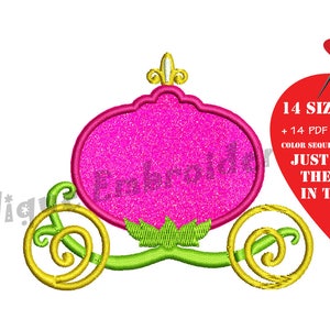 Princess Carriage Embroidery Applique Design-Monogram Frame Princess Embroidery - Carriage Applique-Embroidery Patterns-Instant Download-PES
