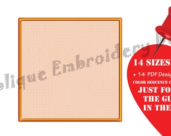 Square Frame Applique Embroidery Design – Monogram Labels (Instant Download)