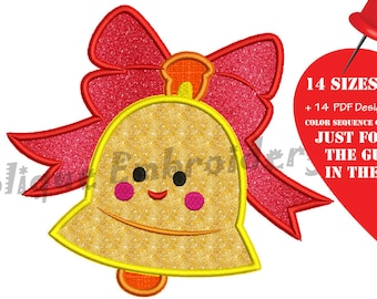 Christmas Bell Applique Embroidery Design-Jingle Bells Christmas Embroidery-Santa Claus Applique-Applique Patterns-Instant Download-PES