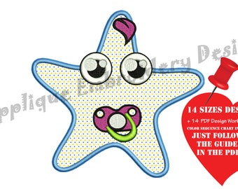 Star Applique Machine Embroidery Design-Newborn  Applique -Baby Embroidery- Applique Patterns-Instant Download-PES