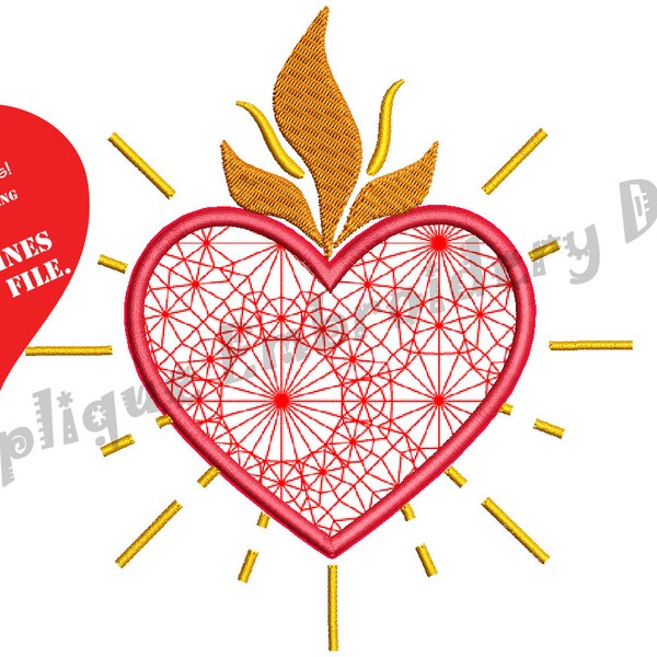 Sacred Heart Applique Etsy