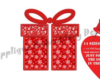 Gift Box Applique Embroidery Design (Instant Download, PES)