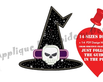 Halloween Hat Embroidery Applique Design-Witch Hat-Applique Patterns-Instant Download-PES