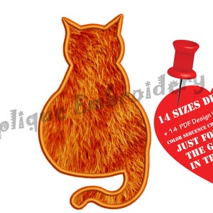 Cat Applique Embroidery Design-Kitty Applique Pattern image 1
