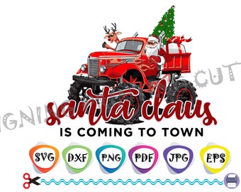 Santa Truck SVG, Christmas Tree, Car Clipart (Digital Download)