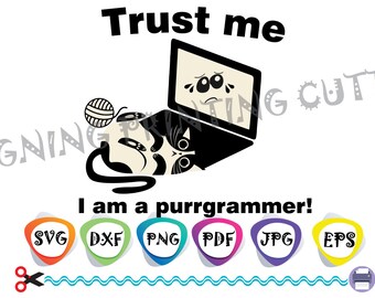 CAT SVG-Cut Files-Quotes Svg-PROGRAMMER Svg-Programmer Kitty-T-shirt svg- Silhouette Cutting- Svg file for Cricut-Eps- Dxf- Pdf-Pets svg