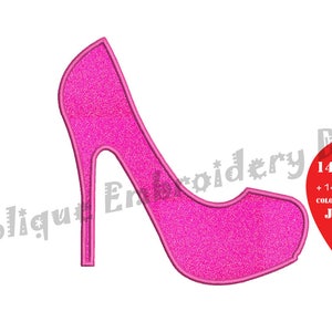 Princess Shoe Applique Design-Crystal Shoes Embroidery Applique -Princess Slipper Machine Embroidery Design- High Heel Shoe Silhouette