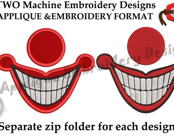 CLOWN Smile Embroidery Applique Design,Jester Smile,Mouth Mask Applique,Mouth and Nose, Face MASK Clown,Poker Faced,Mask Fashion,Clown Mouth