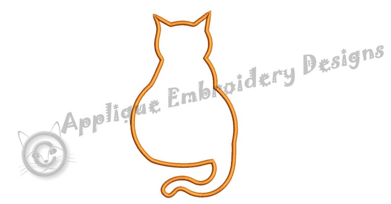 Cat Applique Embroidery Design-Kitty Applique Pattern image 2