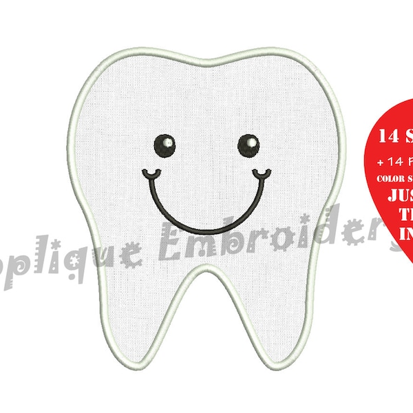 Tooth Embroidery Design-Tooth Fairy Embroidery-Teeth Applique-Tooth Outline-Embroidery Patterns-Instant Download-PES