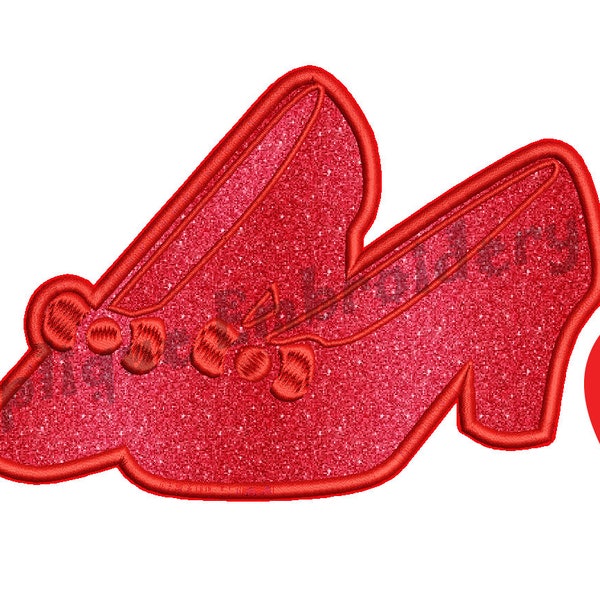 Ruby Slippers Applique Design-Crystal Shoes Embroidery Applique -Princess Slipper Machine Embroidery Design-  Red Shoes Applique