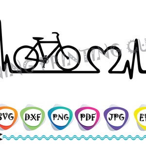 Fahrrad Liebe SVG-Fahrrad-Lebenslinie-Cut Dateien-EKG Svg-Biker Zitat Svg-Herz Svg - Silhouette schneiden - Svg-Datei für Cricut, Eps, Dxf, Pdf