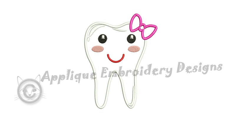 Tooth With Bow Embroidery Applique Design-tooth Fairy - Etsy