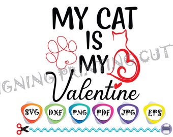 Valentine Cat svg,Cat Love svg, Crazy Cat Lady,Valentine's Day svg,Kitty Love svg,FACE MASK svg,Cut Files,Silhouette Cutting,Svg file Cricut