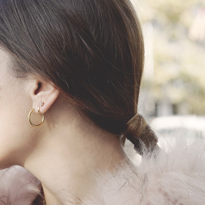 Half Hoop Earring Dainty Hoop Earring 10mm Hoop Earring Hoop Stud Earring Creole Gold Minimalist Hoop Earring Gold fill Hoop Earring