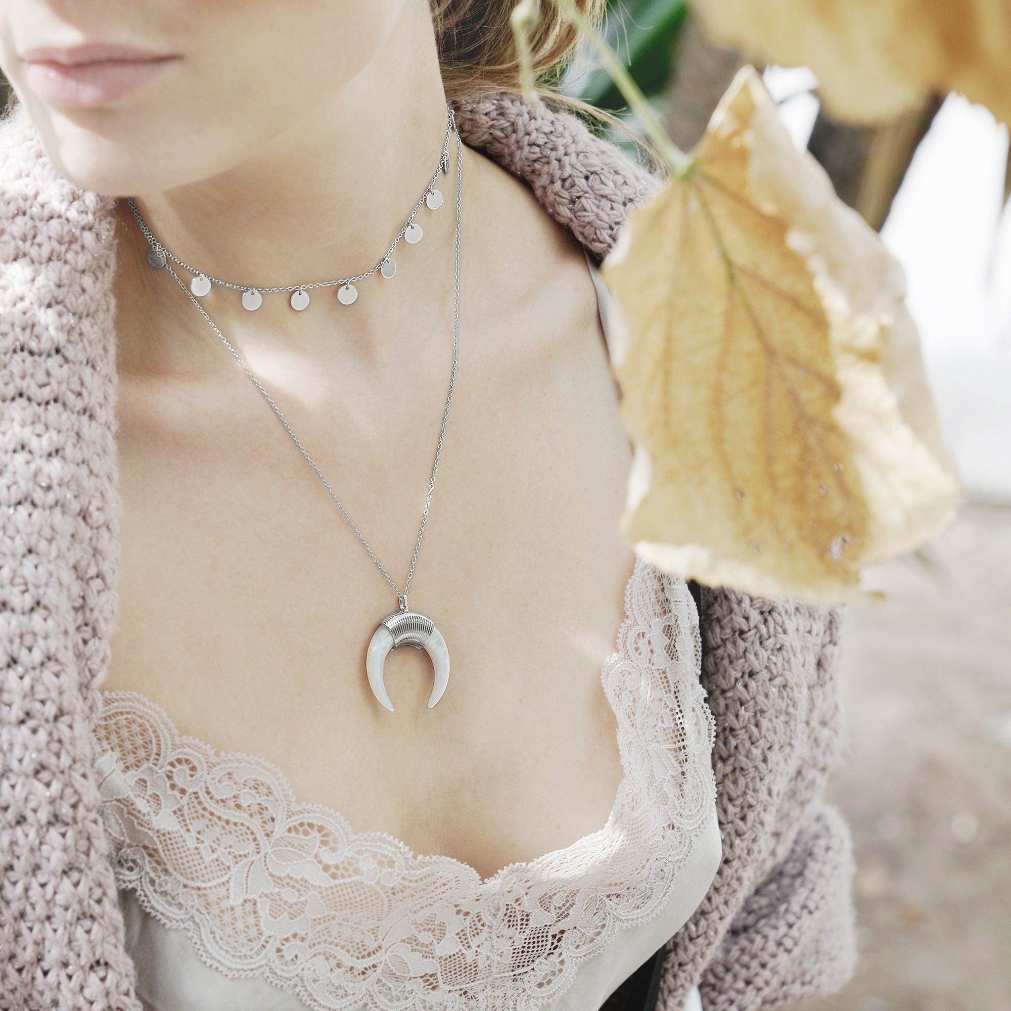 Tusk Necklace Black Onyx Necklace 
