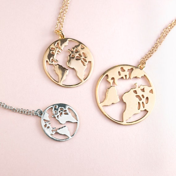 Gold Globe Necklace Map Jewelry Graduation Pendant World Wander Adventurer Earth - Globe Necklace Pendant Gold Globe Necklace Map Jewelry Graduation Pendant World Wander Adventurer Earth - Globe Necklace Pendant