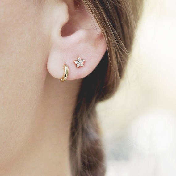 Cute Simple Dainty Rose Faded Marble Post Stud Stick Earrings