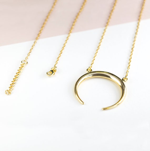 Collar De Plata Oro Estrella De Cuerno Con Media Luna Doble Cuerno vendedor del Reino Unido 2019