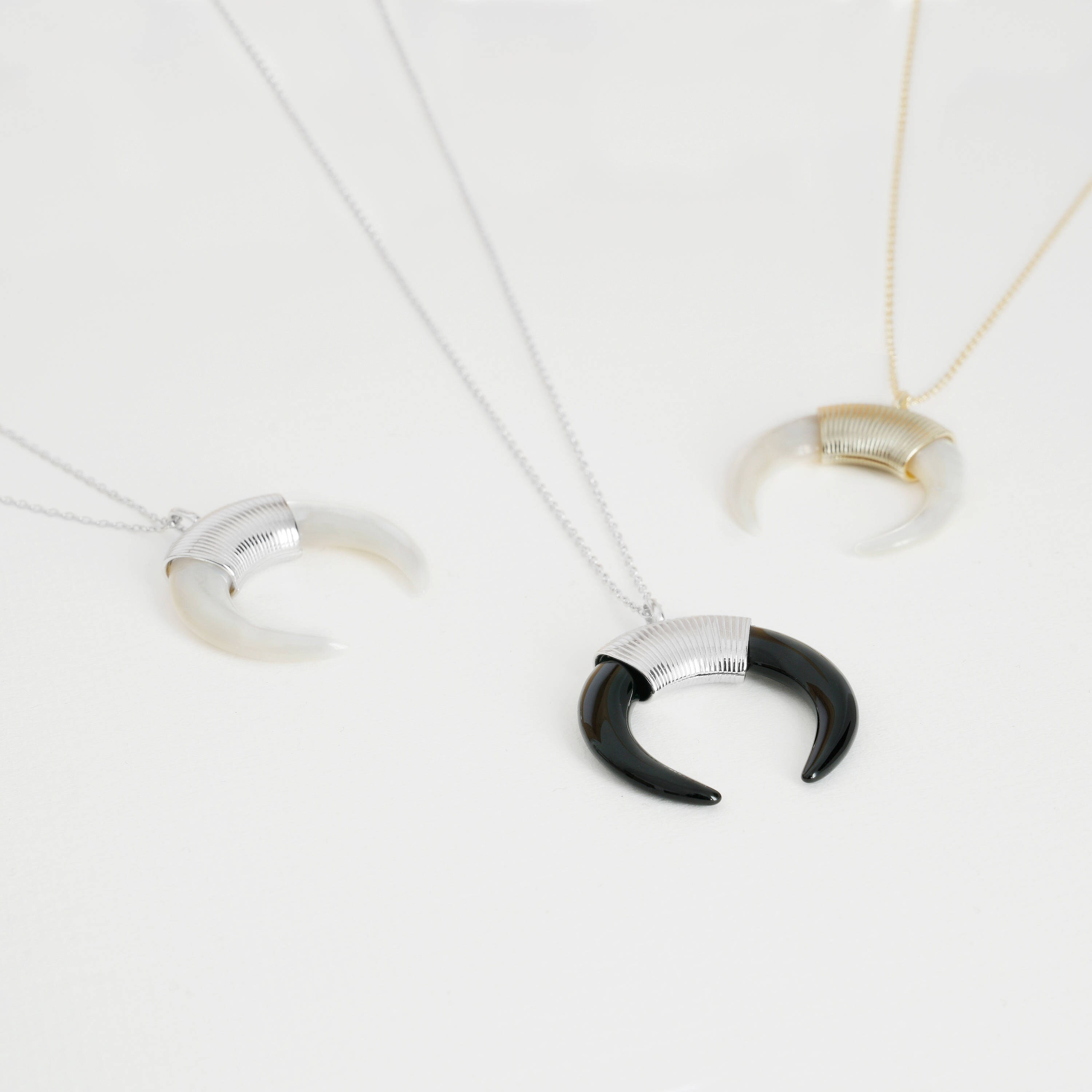 mother of pearl crescent moon pendant