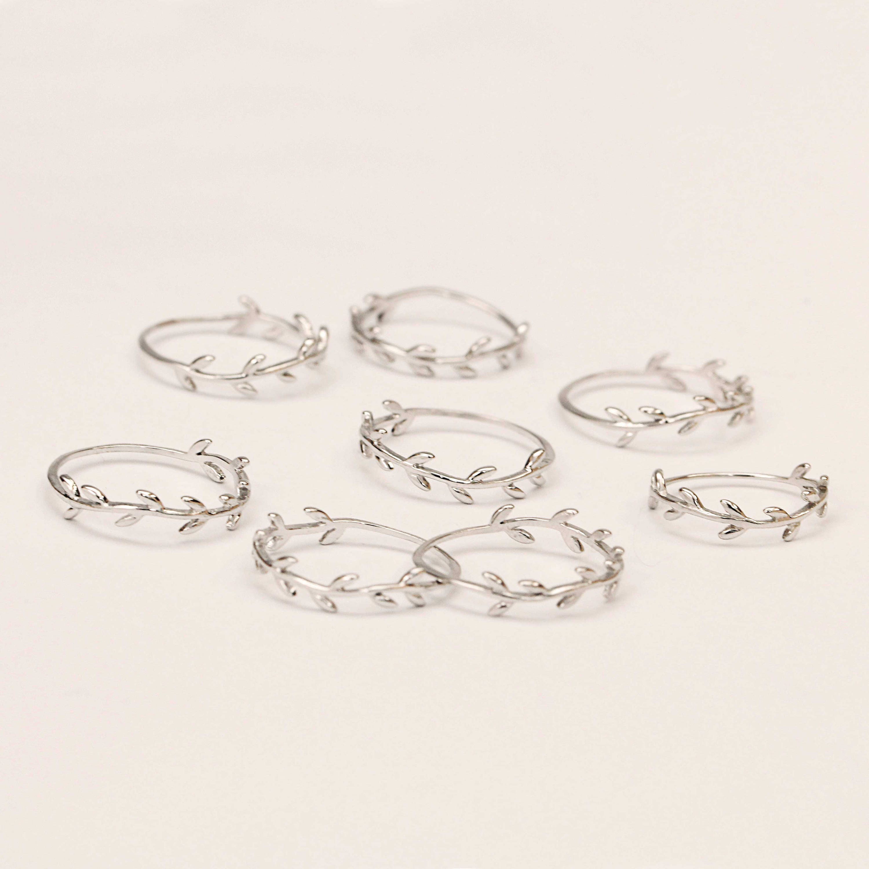 Flower Ring Sterling Silver Leaf Ring Olive Branch Ring Minimalist Silver Ring Tiny Leaves Ring Vine Ring Twig Ring Dainty Ring