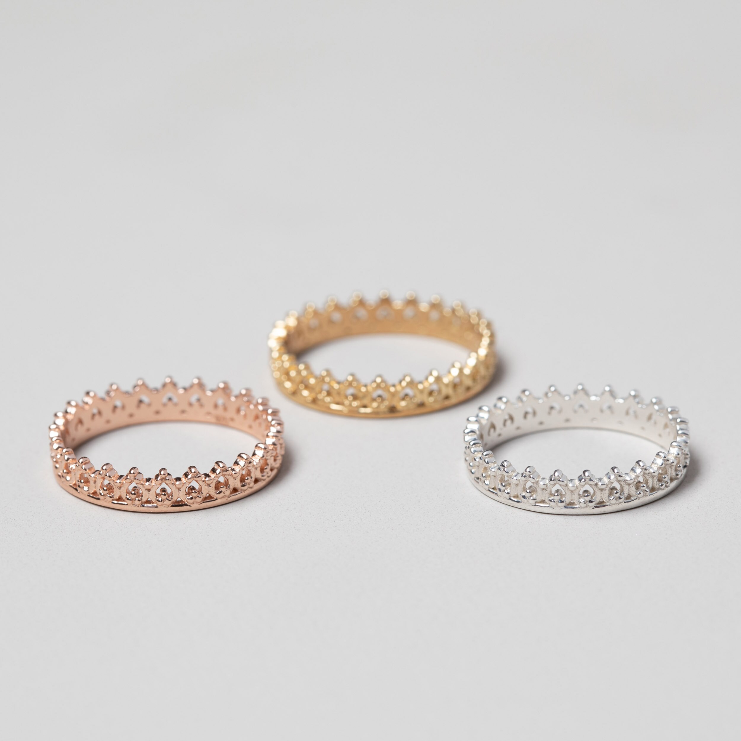 Gold Crown Ring Princess Ring Gold Plated King Ring Lace Ring