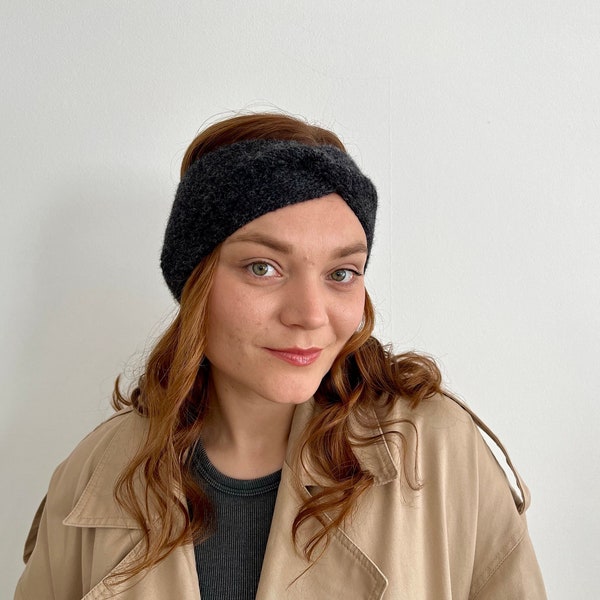 Dark grey headband, Knitted headband, Gift for her, dunkelgrau Stirnband, Anthrazit headband